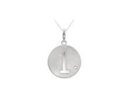 Fine Jewelry Vault UBPDS85543AGCZ1 925 Sterling Silver Numeric 1 Disc Pendant with Single Triple Quality CZ of 05 Carat