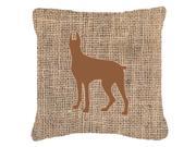 Great Dane Burlap and Brown Canvas Fabric Decorative Pillow BB1081