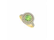 Fine Jewelry Vault UBNR50424AGVYCZPR Peridot Double Circle of CZ 18K Yellow Gold Vermeil Round Halo Engagement Ring 8 Stones