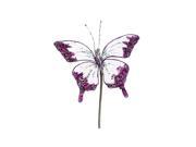 NorthLight 7 in. Princess Garden Glittering Violet Butterfly Beaded Floral Craft Pick