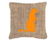 Meerkat Burlap and Orange Canvas Fabric Decorative Pillow BB1118