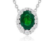 SuperJeweler 14K 2.90 Ct. Fine Quality Emerald And Diamond Necklace White Gold