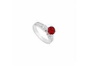 Fine Jewelry Vault UBJS183AW14DRRS4.5 14K White Gold Ruby Diamond Engagement Ring 0.75 CT Size 4.5