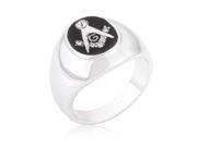 Kate Bissett R05515R V01 12 Silvertone Onyx Cubic Zirconia Masonic Ring Size 12