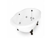 American Bath Factory T201A OB R Whirlpool Caspian 72 in. White Acrastone Tub Drain No Faucet Holes Large