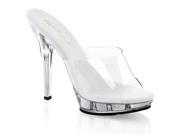 Fabulicious LIP101_C_SG 6 0.75 in. Glitter Filled Platform Slide Shoe Silver Clear Size 6