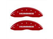 MGP Caliper Covers 52002SHUMRD Hummer Red Caliper Covers Engraved Front Rear Set of 4
