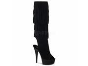 Pleaser ELE3028_B_PU 12 1.5 in. Platform Front Lace Up Thigh High Boot Black Size 12
