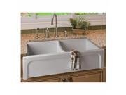 ALFI brand AB3918ARCH B 39 in. Arched Apron Thick Wall Fireclay Double Bowl Farm Sink Biscuit
