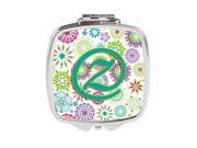 Carolines Treasures CJ2011 ZSCM Letter Z Flowers Pink Teal Green Initial Compact Mirror