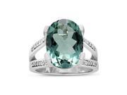 SuperJeweler 5.5 Ct. Green Amethyst And Diamond Ring Crafted In Solid Sterling Silver