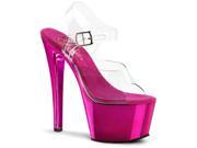 Pleaser SKY308_C_HPCH 10 2.75 in. Chrome Plated Platform Ankle Strap Sandal Hot Pink Clear Size 10