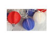 NorthLight Red White And Blue Round Chinese Lantern Patio Lights White Wire Set 10
