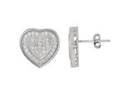 YGI Group SSE228 Sterling Silver Heart Micropave Stud Earrings With Cubic Zirconia
