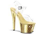 Pleaser STDUS708_C_GCH 9 2.75 in. Platform Ankle Strap Sandal Gold Clear Size 9