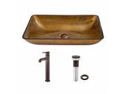 VIGO Rectangular Copper Glass Vessel Sink and Seville Faucet Set in Oil Rubbed Bronze