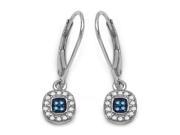 Majesty Diamonds Round Cut Blue Diamond White Diamond Drop Earrings in 0.925 Sterling Silver 0.2 Carat