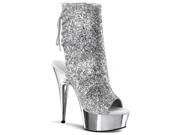 Pleaser DEL1018G_SG_SCH 13 1.75 in. Platform Open Toe and Heel Ankle Boot with Side Zip Silver Size 13