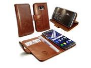 Tuff Luv B2-44 Vintage Leather Wallet & Stand Free Screen Protector Case Cover for Samsung Galaxy S7 Edge, Brown