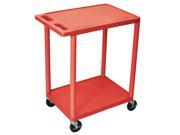 Luxor Two Shelf Utility Cart With Swivel Casters Red