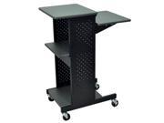 Luxor Adjustable Flat Shelf Mobile Rolling Multipurpose Office School Presentation Cart Lockable Casters Black