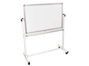 Luxor 36W x 24H Reversible Adjustable Magnetic Dry Erase White Board with Silver Frame 4 Casters