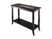 Winsome Wood Genoa Rectangular Console Hall Table With Glass And Storage Shelf