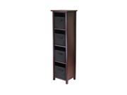 Verona 4 Section N Storage Shelf With 4 Foldable Black Color Fabric Baskets
