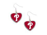Philadelphia Phillies MLB Sports Team Logo Heart Shaped French Hook Style Charm Dangle Earring Set