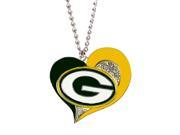NFL Green Bay Packers Swirl Heart Necklace Charm Gift Set