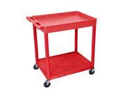 Large Top Tub Flat Bottom Shelf Cart Red