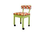 Craft Room Furniture Model 6014 Pistachio Green Chair with Gingerbread and Hexi Rainbow fabric