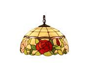 Amora Lighting Tiffany Style AM068HL16 Floral Hanging Lamp 16 Wide 2 Light