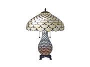Amora Lighting AM010TL18 Tiffany Style Jeweled Double Lit Table Lamp 3 Light 18 Wide White