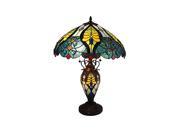 Amora Lighting AM005TL18 Tiffany Style Floral Table Lamp Double Lit Lighted Base