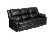 Flash Furniture Harmony Series Black Leather Sofa with Two Built In Recliners