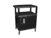 Luxor WT34C2E Tuffy Black 3 Shelf AV Cart with Cabinet