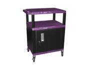 Luxor WT34PC2E B Tuffy Purple 3 Shelf AV Cart with Cabinet