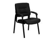 Flash Furniture Black Leather Guest Reception Waiting Room Chair with Black Frame Finish