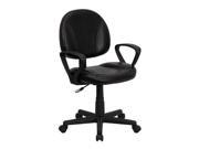 Flash Furniture Mid Back Black Leather Ergonomic Mobile Computer Home Office Desk Task Chair with Arms