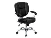 Flash Furniture Mid Back Adjsutable Black Leather Home Office Task Contemporary Computer Chair