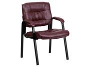Flash Furniture Burgundy Leather Guest Reception Chair with Black Frame Finish
