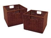Winsome Leo Set of 2 Wired Basket Small in Antique Walnut 92211