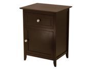 Winsome End Night Table With One Drawer And Cabinet Espresso Finish