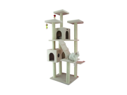 Armarkat 77 Inch Wooden Step Cat Tower Tree Condo Scratcher Kitten House Ivory
