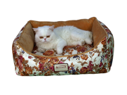 Armarkat Indoor Faux Suede and Soft Velvet Pet Dog Warm Cushion Sleeper Bed Small Rose And Sandy Brown