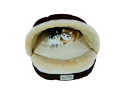 Armarkat Faux Suede and Soft Velvet With Waterproof Cat Sleeper Bed in Mocha and Beige
