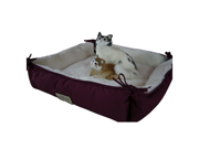 Armarkat Canvas and Soft Plush Cat Sleeper Bed in Burgundy and Ivory