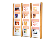 Wooden Mallet Books Newspaper Magazine Holders Stance 12 Pocket Wall Display Rack 3 x4 Light Oak
