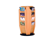 Wooden Mallet Cascade Spinning Countertop 16 Brochure Pockets Books Magazine Floor Display Rack Stand Light Oak